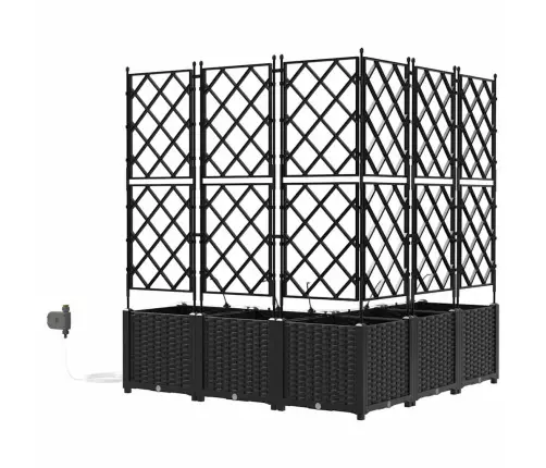 Dārza Podi 1 Gb Režģa Raksts Melna 120 X 120 X 142 Cm Plastmasa Vidaxl