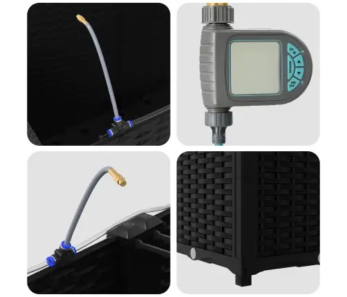 Dārza Podi 1 Gb Pinuma Raksts Ar Uzglabāšanu Melna 160 X 40 X 52 Cm Plastmasa Vidaxl