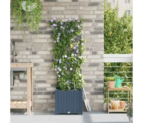 Dārza Podi 1 Gb Režģa Raksts Pelēka 40 X 40 X 142 Cm Plastmasa Vidaxl