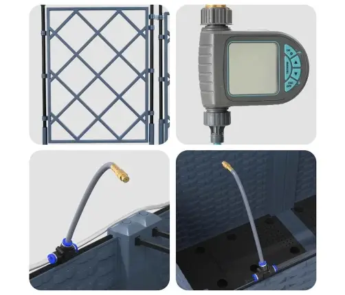 Dārza Podi 1 Gb Pelēka 120 X 120 X 142 Cm Plastmasa Vidaxl