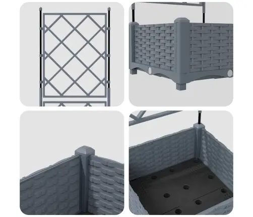 Dārza Pods Ar Trellis Gaiši Pelēks 40X40X125.5 Cm Vidaxl