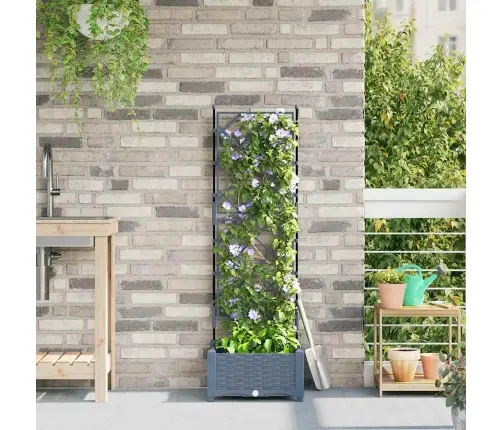 Dārza Pods Ar Trellis Gaiši Pelēks 40X40X125.5 Cm Vidaxl