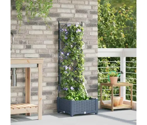 Dārza Pods Ar Trellis Gaiši Pelēks 40X40X125.5 Cm Vidaxl