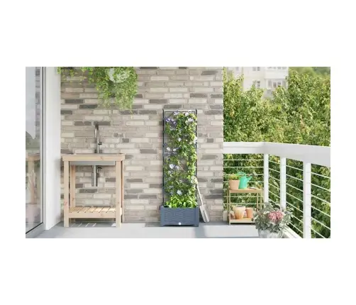 Dārza Pods Ar Trellis Gaiši Pelēks 40X40X125.5 Cm Vidaxl