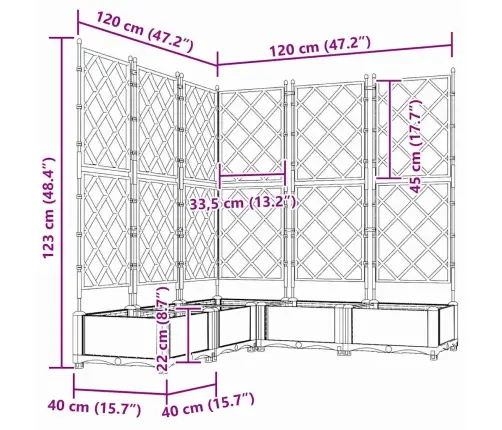 Sodo Vazonas 5 Pcs Šviesiai Pilka 120 X 120 X 125,5 Cm Plienas