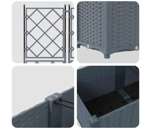 Dārza Stādītājs Ar Trellisu 5 Gabali, Gaiši Pelēks, 120X120X143 Cm Vidaxl