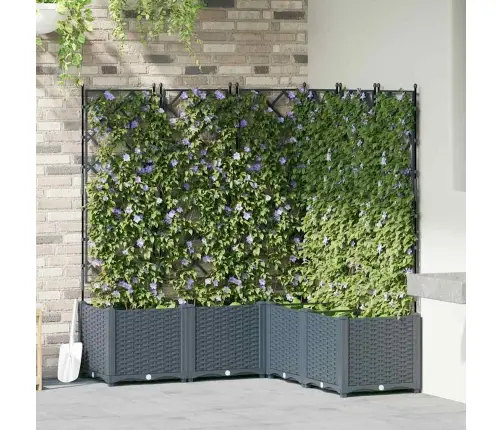 Dārza Stādītājs Ar Trellisu 5 Gabali, Gaiši Pelēks, 120X120X143 Cm Vidaxl