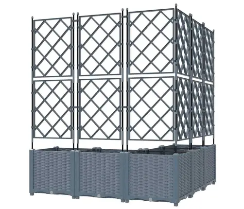 Dārza Stādītājs Ar Trellisu 5 Gabali, Gaiši Pelēks, 120X120X143 Cm Vidaxl