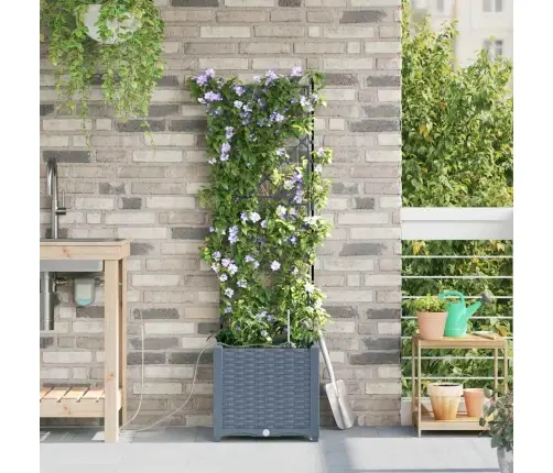 Dārza Podi 1 Gb Gaiši Pelēka 40 X 40 X 142 Cm Plastmasa Vidaxl