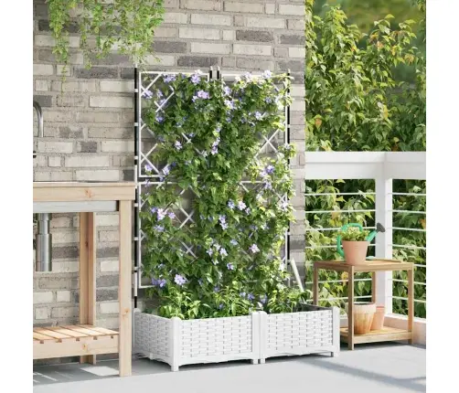 Dārza Stādītājs Ar Trelli 2 Gab. Balts 80X40X125.5 Cm Vidaxl