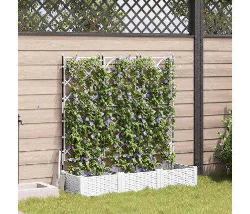 Dārza Stādītājs Ar Trelli 3 Gab Balts 120X40X125.5 Cm Vidaxl