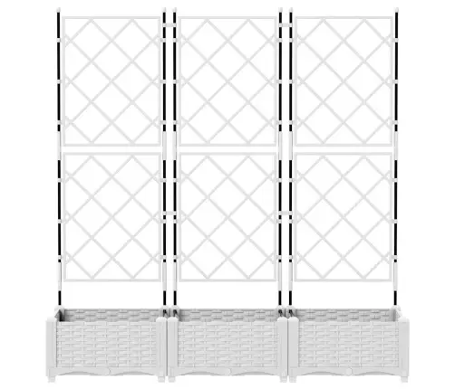 Dārza Stādītājs Ar Trelli 3 Gab Balts 120X40X125.5 Cm Vidaxl