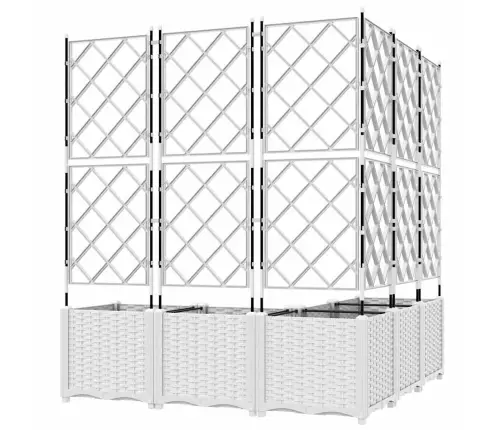 Dārza Stādītājs Ar Trelli 5 Gab. Balts 120X120X143 Cm Vidaxl