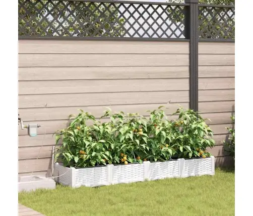 Dārza Podi 1 Gb Pinuma Raksts Ar Uzglabāšanu Balts 160 X 40 X 22 Cm Plastmasa Vidaxl