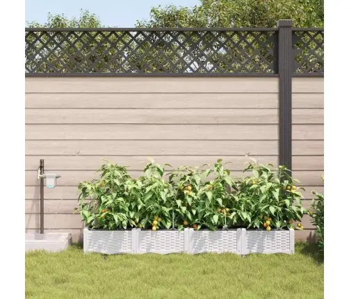 Dārza Podi 1 Gb Pinuma Raksts Ar Uzglabāšanu Balts 160 X 40 X 22 Cm Plastmasa Vidaxl