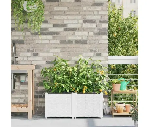 Dārza Podi 1 Gb Pinuma Raksts Balts 80 X 40 X 37.5 Cm Plastmasa Vidaxl