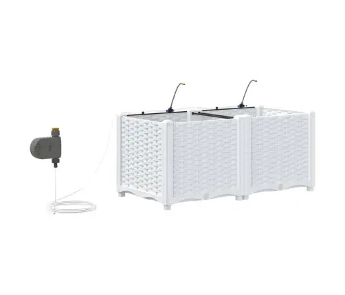 Dārza Podi 1 Gb Pinuma Raksts Balts 80 X 40 X 37.5 Cm Plastmasa Vidaxl