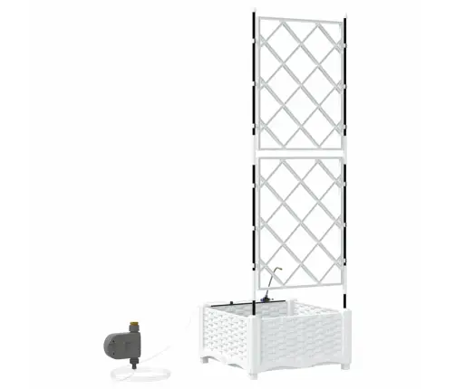 Dārza Podi 1 Gb Režģa Raksts Ar Uzglabāšanu Balts 40 X 40 X 126 Cm Plastmasa Vidaxl