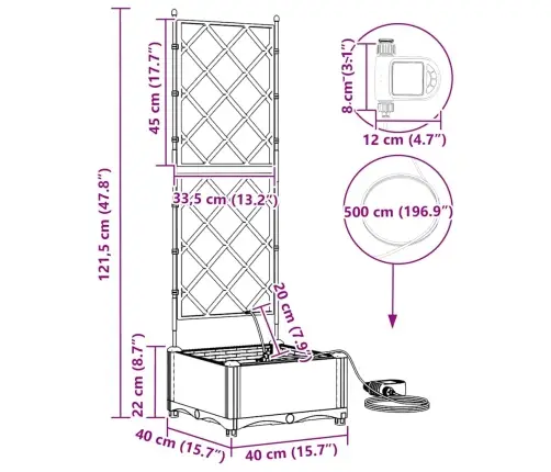 Dārza Podi 1 Gb Režģa Raksts Ar Uzglabāšanu Balts 40 X 40 X 126 Cm Plastmasa Vidaxl