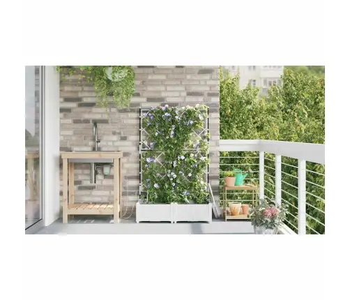 Dārza Stādītāji Režģa Raksts Ar Uzglabāšanu Balts 80 X 40 X 126 Cm Plastmasa Vidaxl