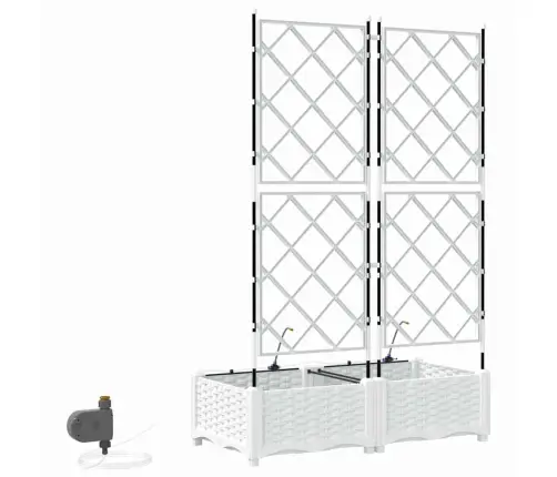 Dārza Stādītāji Režģa Raksts Ar Uzglabāšanu Balts 80 X 40 X 126 Cm Plastmasa Vidaxl