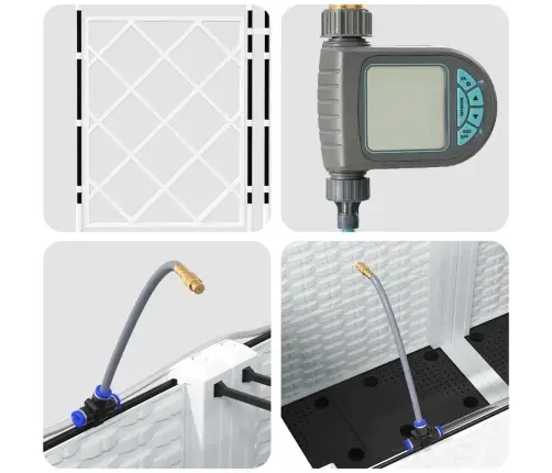 Dārza Podi 1 Gb Režģa Raksts Ar Uzglabāšanu Balts 80 X 40 X 142 Cm Plastmasa Vidaxl