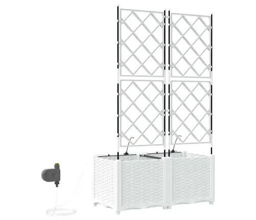 Dārza Podi 1 Gb Režģa Raksts Ar Uzglabāšanu Balts 80 X 40 X 142 Cm Plastmasa Vidaxl