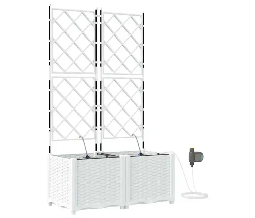 Dārza Podi 1 Gb Režģa Raksts Ar Uzglabāšanu Balts 80 X 40 X 142 Cm Plastmasa Vidaxl