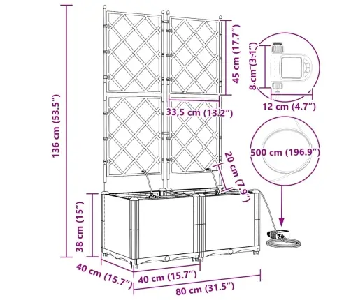 Dārza Podi 1 Gb Režģa Raksts Ar Uzglabāšanu Balts 80 X 40 X 142 Cm Plastmasa Vidaxl