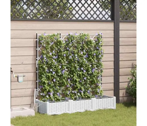 Dārza Podi 1 Gb Režģa Raksts Balts 120 X 40 X 126 Cm Plastmasa Vidaxl