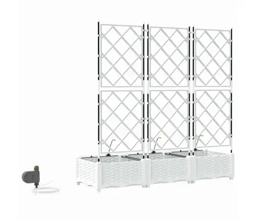 Dārza Podi 1 Gb Režģa Raksts Balts 120 X 40 X 126 Cm Plastmasa Vidaxl