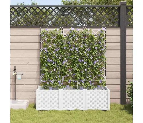 Dārza Podi 1 Gb Režģa Raksts Balts 120 X 40 X 142 Cm Plastmasa Vidaxl