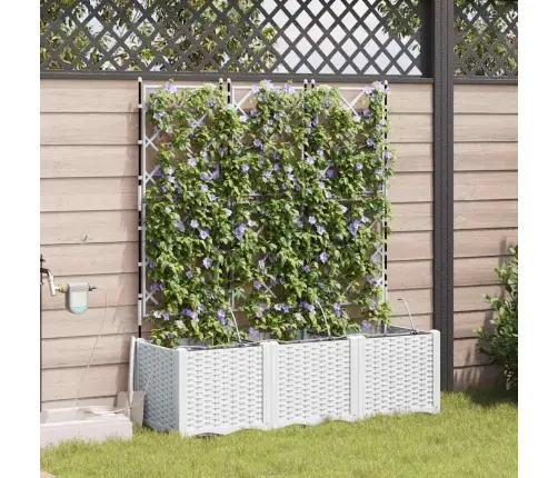 Dārza Podi 1 Gb Režģa Raksts Balts 120 X 40 X 142 Cm Plastmasa Vidaxl