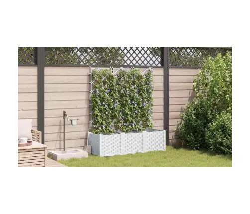 Dārza Podi 1 Gb Režģa Raksts Balts 120 X 40 X 142 Cm Plastmasa Vidaxl