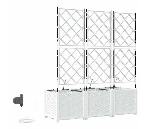 Dārza Podi 1 Gb Režģa Raksts Balts 120 X 40 X 142 Cm Plastmasa Vidaxl