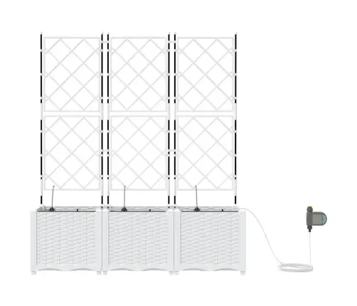 Dārza Podi 1 Gb Režģa Raksts Balts 120 X 40 X 142 Cm Plastmasa Vidaxl