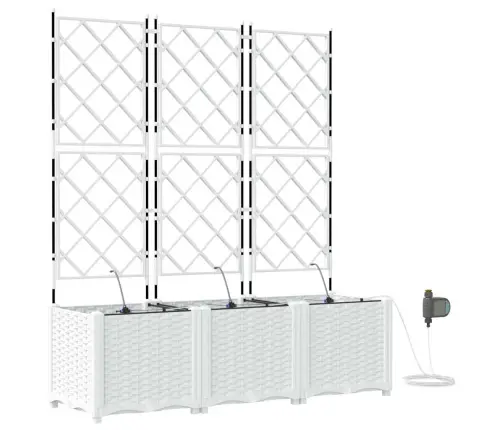 Dārza Podi 1 Gb Režģa Raksts Balts 120 X 40 X 142 Cm Plastmasa Vidaxl