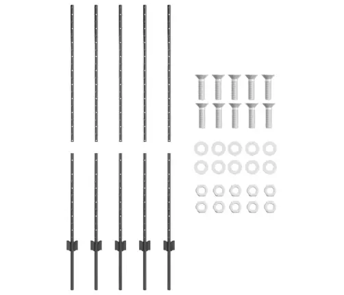 Tvorelės Stulpas 5 Pcs Pilka 140 Cm Plienas