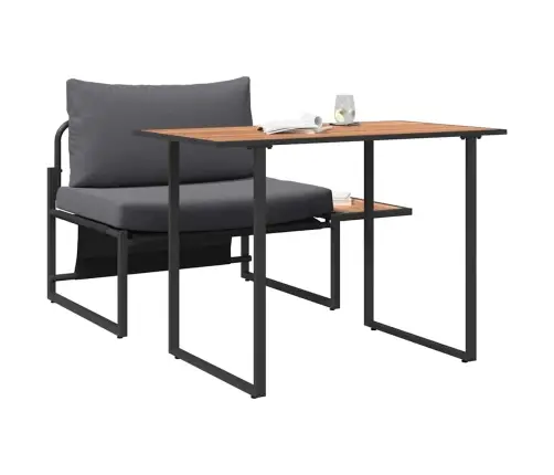 2 Gabalu Dārza Ēdamgalds Ar Vienvietīgu Sēdekli Un Antracīta Spilveniem Vidaxl