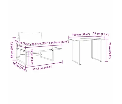 Lauko Plieniniai Sėdimieji 2 Pcs Šviesiai Pilka Plienas