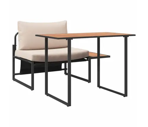 2 Daļīgs Dārza Ēdamais Komplekts Ar Pelēkbrūnajiem Spilveniem Vidaxl