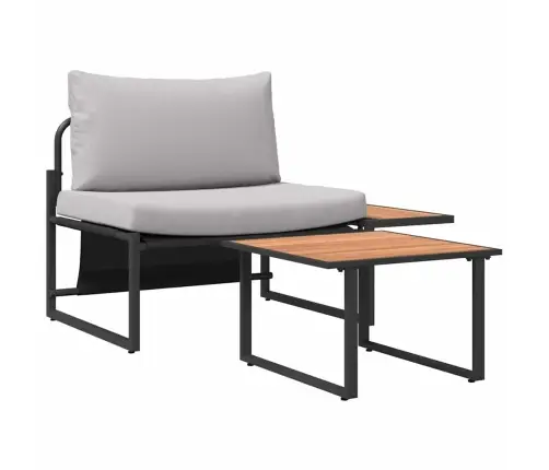 2 Daļu Dārza Dīvānu Komplekts Vienvietīgs Ar Gaiši Pelēkiem Spilveniem Vidaxl