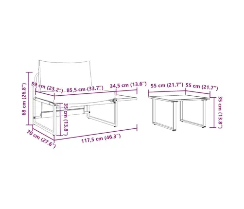 2 Gabalu Dārza Dīvāna Komplekts Vienvietīgs Ar Pelēkbrūnu Spilvenu Vidaxl