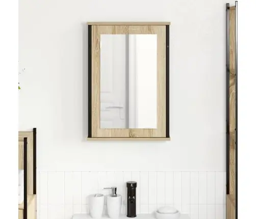 Spoguļkabinete Dabīgs Ozols Skaidu Koks, Stikls, Metāls Vidējs Vidaxl