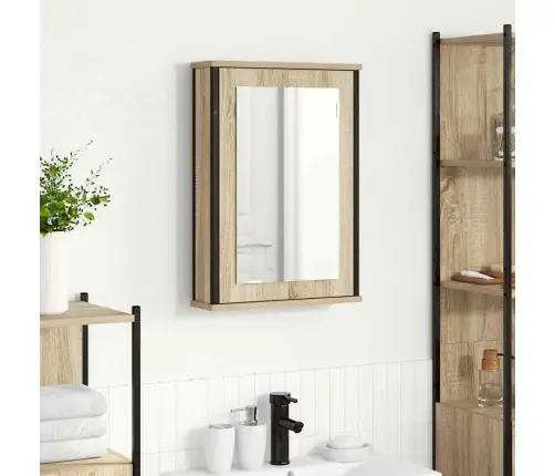 Spoguļkabinete Dabīgs Ozols Skaidu Koks, Stikls, Metāls Vidējs Vidaxl