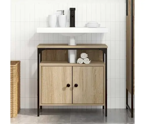 Vannitoa Kapp Ladustamisega Beež 60 X 30 X 60 Cm Tehispuit