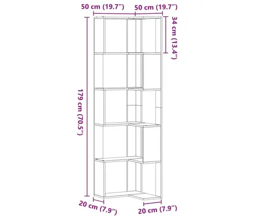 Knygų Lentyna Juodas Ąžuolas 50 X 50 X 179 Cm