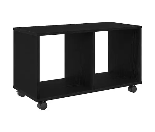 Galdiņš Ar Riteņiem Melna Ozolkoka 72X33X42,5 Cm Inženiertehniskā Koka Vidaxl