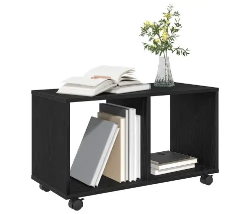 Galdiņš Ar Riteņiem Melna Ozolkoka 72X33X42,5 Cm Inženiertehniskā Koka Vidaxl