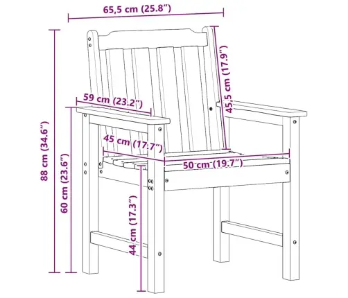Aia Söögitool Padjaga 2 Pcs Must 65.5 X 59 X 88Cm Hdpe